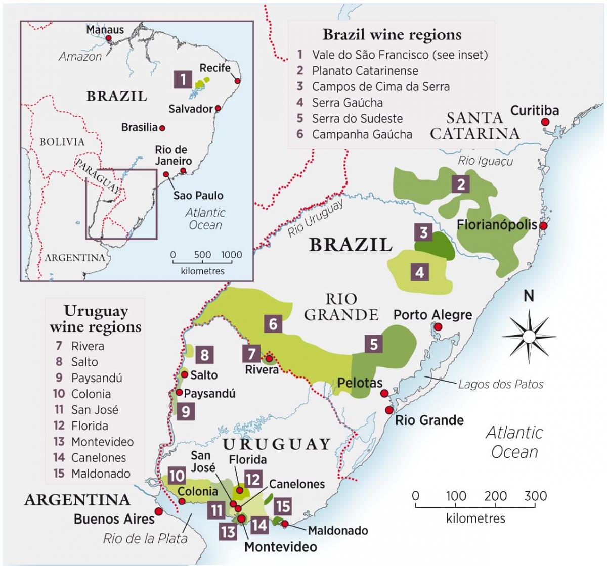 Mapa Urugvaj vino